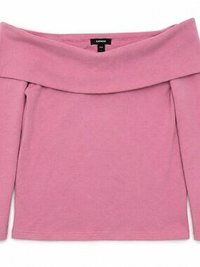 Express Pink Off Shoulder Top Size Large Soft Knit